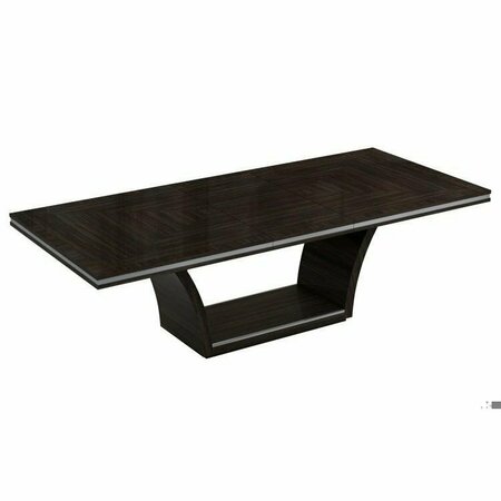 HOMEROOTS 98 x 43 x 30 in. Modern Wenge High Gloss Dining Table 343994